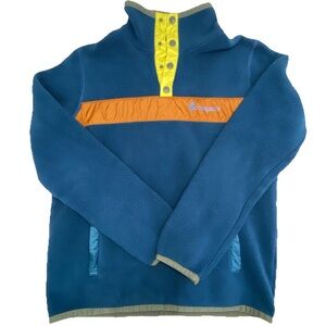 Cotopaxi Teca Fleece Pullover Mens Small Blue Snap Button Logo w Pockets